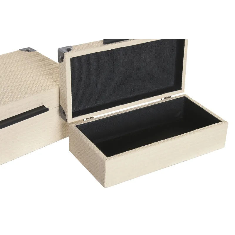 Jewelry box Home ESPRIT Black Beige Wood 34 x 20 x 12 cm (2 Units)