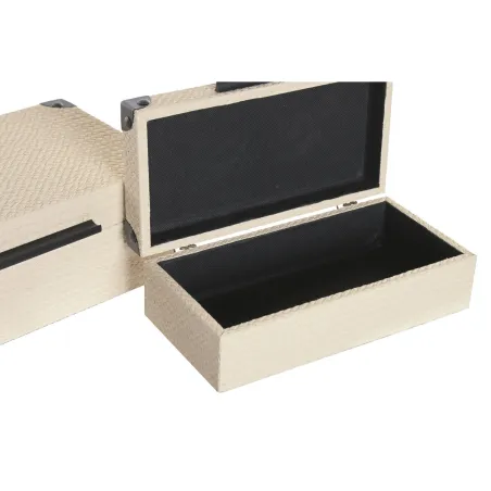 Jewelry box Home ESPRIT Black Beige Wood 34 x 20 x 12 cm (2 Units)