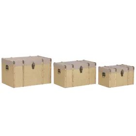 Set of Chests Home ESPRIT Brown Natural Polyurethane Fibre Alpino 56 X 35 X 33 CM (3 Units)