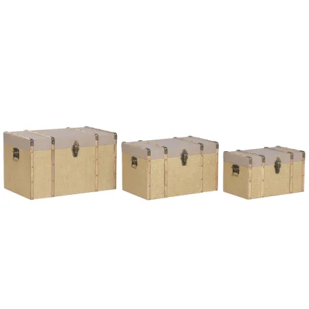 Set of Chests Home ESPRIT Brown Natural Polyurethane Fibre Alpino 56 X 35 X 33 CM (3 Units)