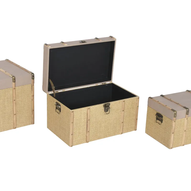 Set of Chests Home ESPRIT Brown Natural Polyurethane Fibre Alpino 56 X 35 X 33 CM (3 Units)