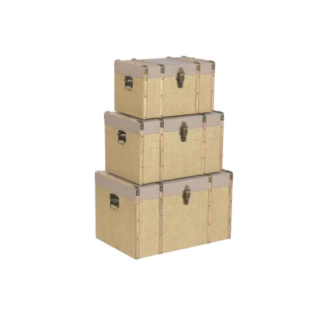 Set of Chests Home ESPRIT Brown Natural Polyurethane Fibre Alpino 56 X 35 X 33 CM (3 Units)