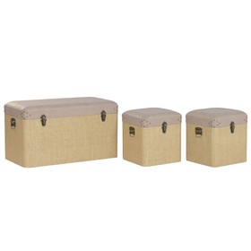 Set of Chests Home ESPRIT Brown Natural Polyurethane Wood Alpino 80 x 40 x 44 cm (3 Units)