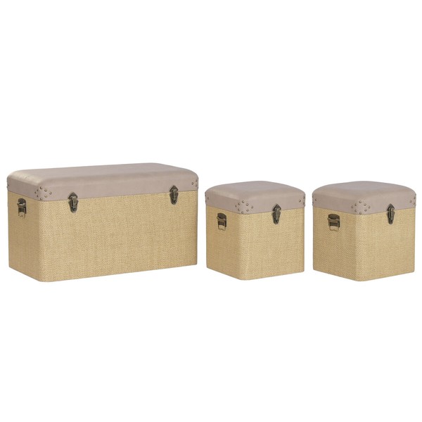 Set of Chests Home ESPRIT Brown Natural Polyurethane Wood Alpino 80 x 40 x 44 cm (3 Units)