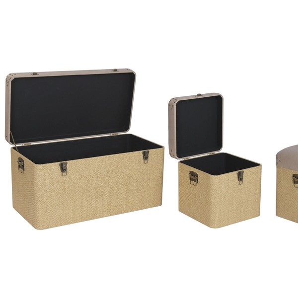 Set of Chests Home ESPRIT Brown Natural Polyurethane Wood Alpino 80 x 40 x 44 cm (3 Units)