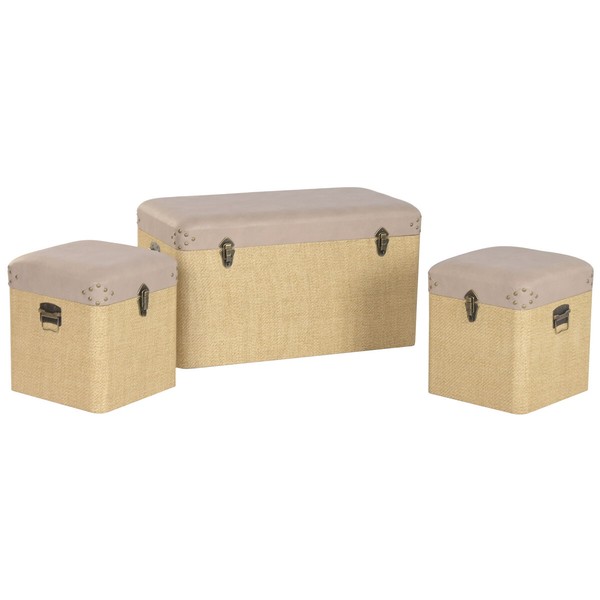 Set of Chests Home ESPRIT Brown Natural Polyurethane Wood Alpino 80 x 40 x 44 cm (3 Units)