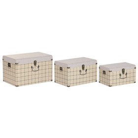 Set of Chests Home ESPRIT Black Beige Polyester Wood Scandi 60 X 40 X 38 CM (3 Units)
