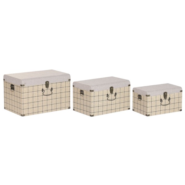 Set of Chests Home ESPRIT Black Beige Polyester Wood Scandi 60 X 40 X 38 CM (3 Units)