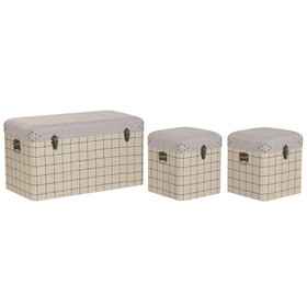 Set of Chests Home ESPRIT Black Beige Polyester Wood Scandi 80 x 40 x 44 cm (3 Units)