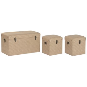 Set of Chests Home ESPRIT Natural Polyester Wood Traditional 80 x 40 x 44 cm (3 Units)