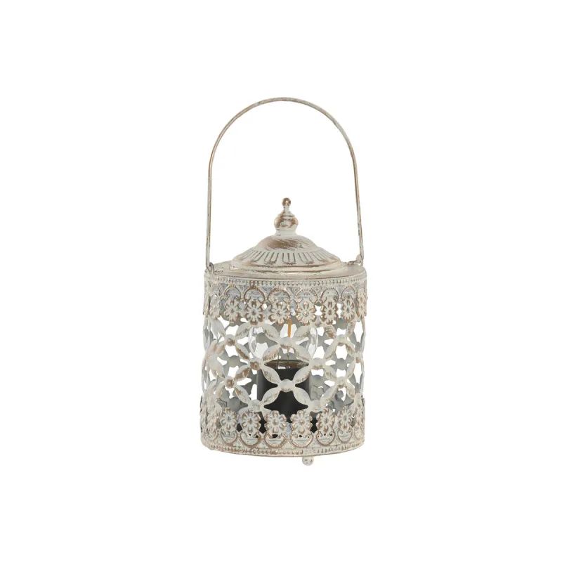 Lantern Home ESPRIT White Golden Metal Crystal Arab 9 x 9 x 14,5 cm