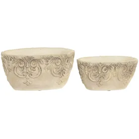Centerpiece Home ESPRIT White Cement 22 x 14 x 11 cm (2 Units)