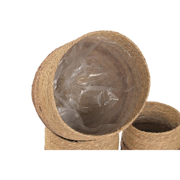 Set of Planters Home ESPRIT Brown Fibre Stripes Urban 44 x 44 x 40 cm