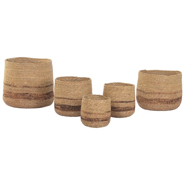 Set of Planters Home ESPRIT Brown Fibre Stripes Urban 44 x 44 x 40 cm