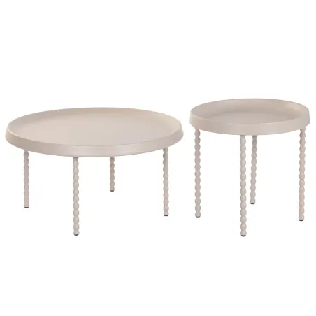 Set of 2 tables Home ESPRIT Cream 75 x 75 x 40 cm