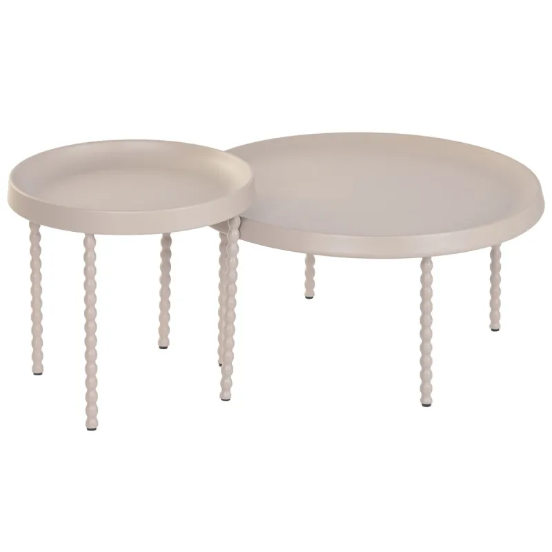 Set of 2 tables Home ESPRIT Cream 75 x 75 x 40 cm