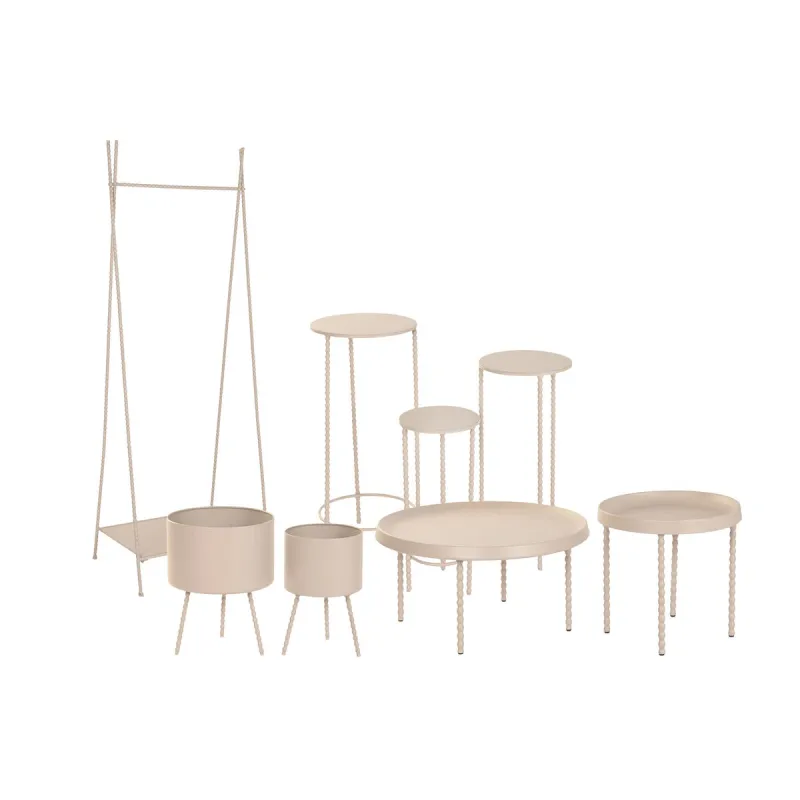 Set of 2 tables Home ESPRIT Cream 75 x 75 x 40 cm
