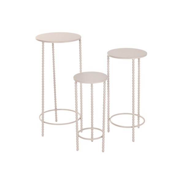 Set of 3 tables Home ESPRIT Cream 32 x 32 x 70 cm (3 Pieces)