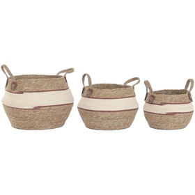 Basket set Home ESPRIT Peach Natural Natural Fibre (3 Pieces)
