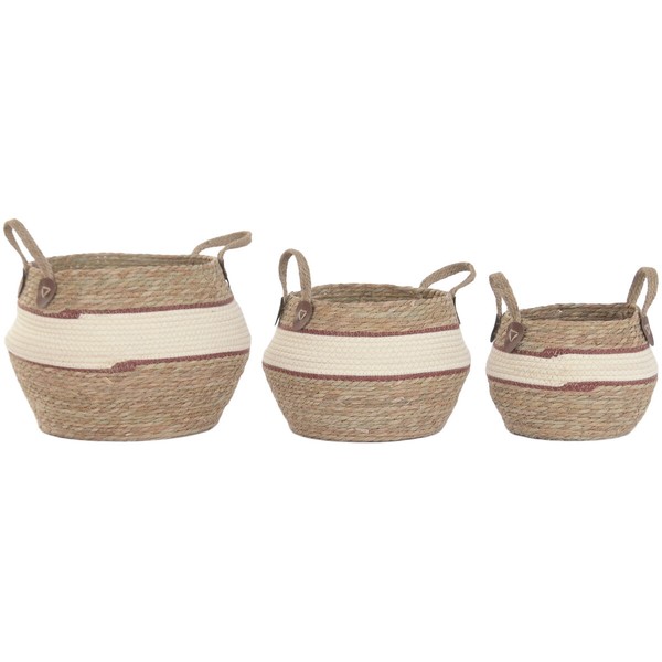 Basket set Home ESPRIT Peach Natural Natural Fibre (3 Pieces)
