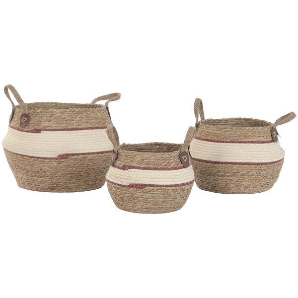 Basket set Home ESPRIT Peach Natural Natural Fibre (3 Pieces)