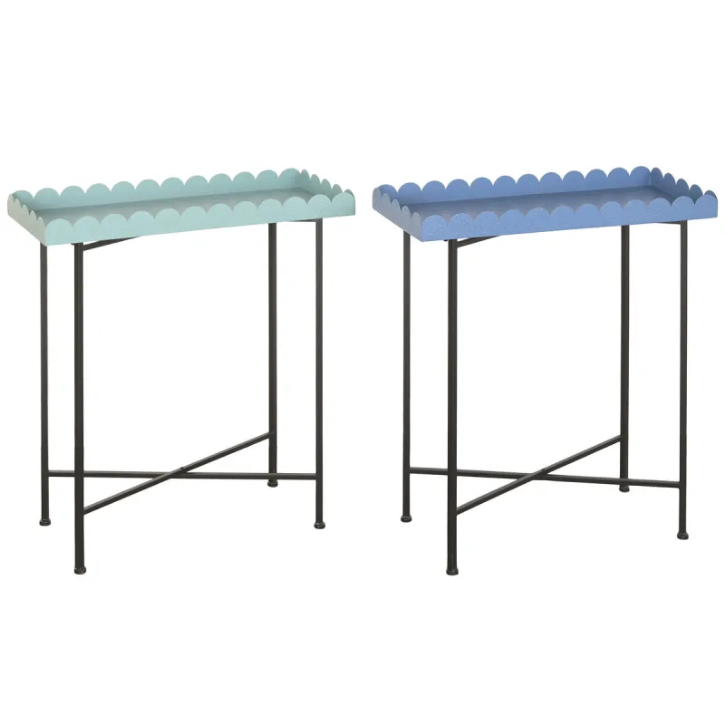 Side table Home ESPRIT Blue Turquoise 60 x 25 x 70 cm (2 Units)
