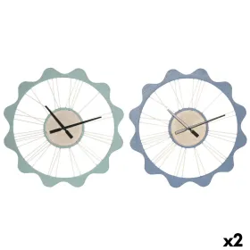 Table clock Home ESPRIT Blue Turquoise Urban Bow (2 Units)