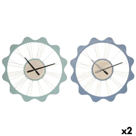 Table clock Home ESPRIT Blue Turquoise Urban Bow (2 Units)