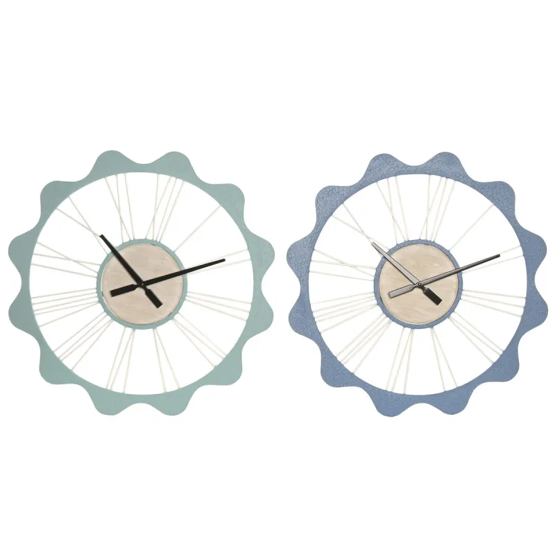 Table clock Home ESPRIT Blue Turquoise Urban Bow (2 Units)