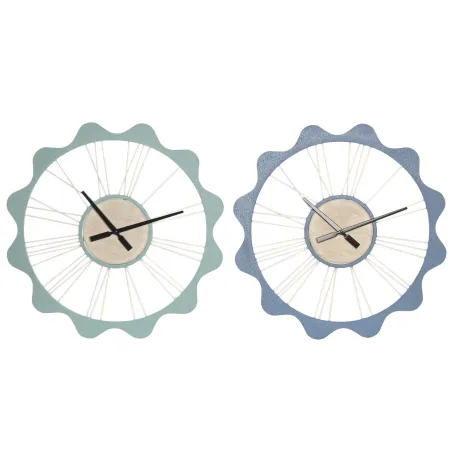 Table clock Home ESPRIT Blue Turquoise Urban Bow (2 Units)