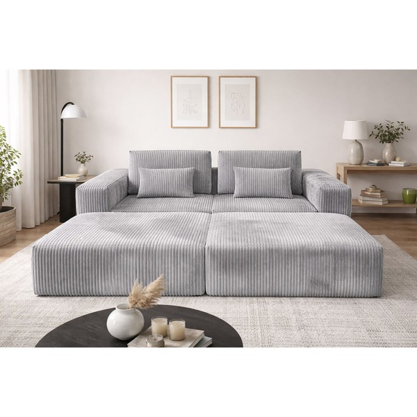 Sofa Home ESPRIT Light grey Scandi 220 x 158 x 91 cm