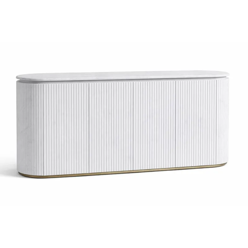 Sideboard Home ESPRIT White Granite MDF Wood 180 x 40 x 85 cm