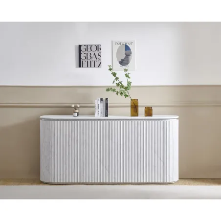 Sideboard Home ESPRIT White Granite MDF Wood 180 x 40 x 85 cm