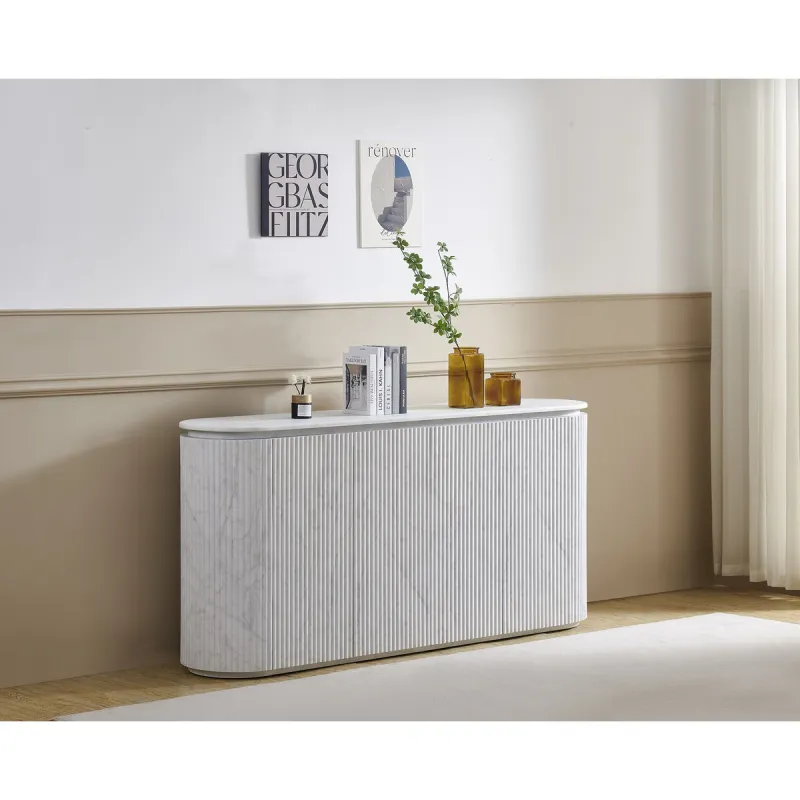 Sideboard Home ESPRIT White Granite MDF Wood 180 x 40 x 85 cm