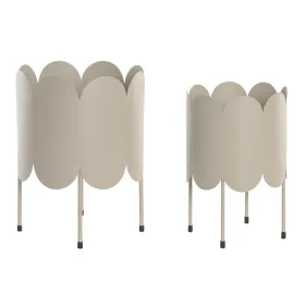 Set of Planters Home ESPRIT Cream Iron Urban 23 x 23 x 30 cm (2 Pieces)