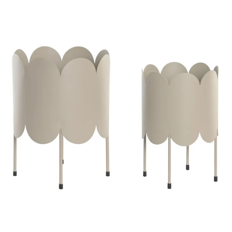 Set of Planters Home ESPRIT Cream Iron Urban 23 x 23 x 30 cm (2 Pieces)