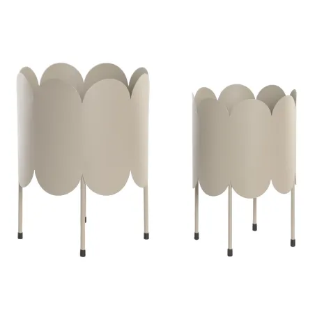 Set of Planters Home ESPRIT Cream Iron Urban 23 x 23 x 30 cm (2 Pieces)