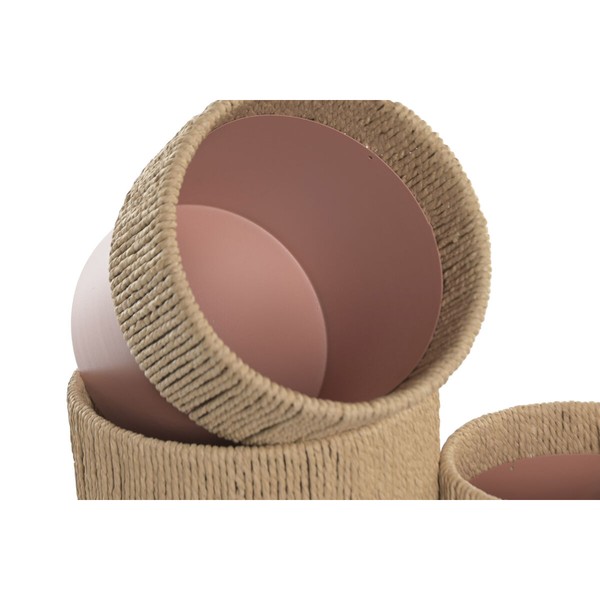 Set of Planters Home ESPRIT Natural Light Pink Iron Fibre Urban 25 x 25 x 27 cm (3 Pieces)