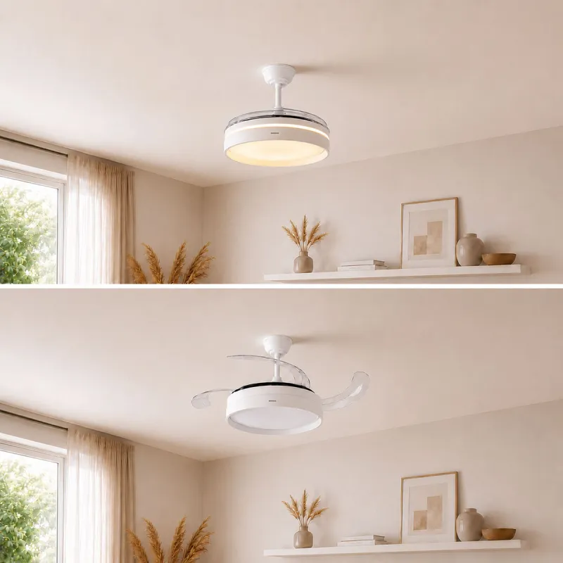 LED Ceiling Fan with 4 Retractable Blades Keteez InnovaGoods White 72 W Ø49-104 cm