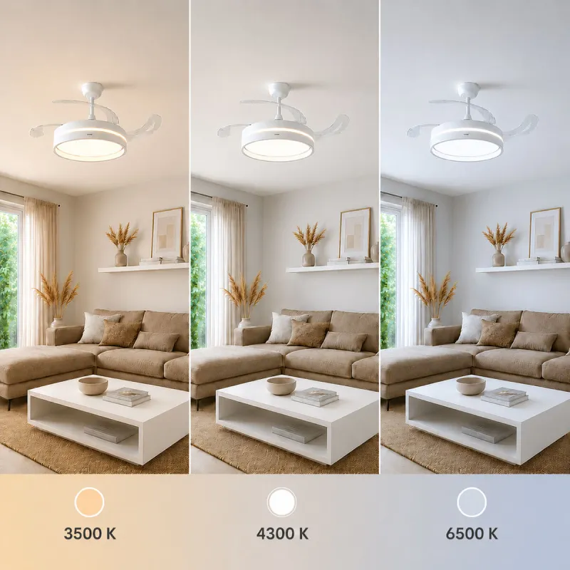 LED Ceiling Fan with 4 Retractable Blades Keteez InnovaGoods White 72 W Ø49-104 cm