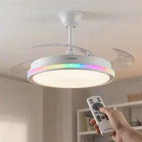 Ceiling Fan with RGB LED Light, 4 Retractable Blades and Remote Control InnovaGoods