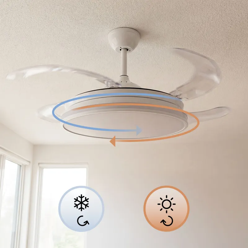 Ceiling Fan with RGB LED Light, 4 Retractable Blades and Remote Control InnovaGoods