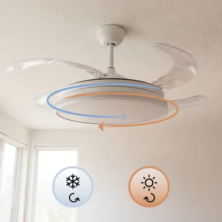 Ceiling Fan with RGB LED Light, 4 Retractable Blades and Remote Control InnovaGoods