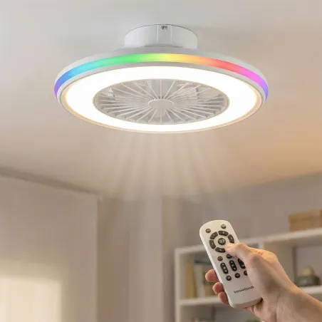 Ceiling Fan with RGB LED Light, Hidden Blades and Remote Control Nexory InnovaGoods