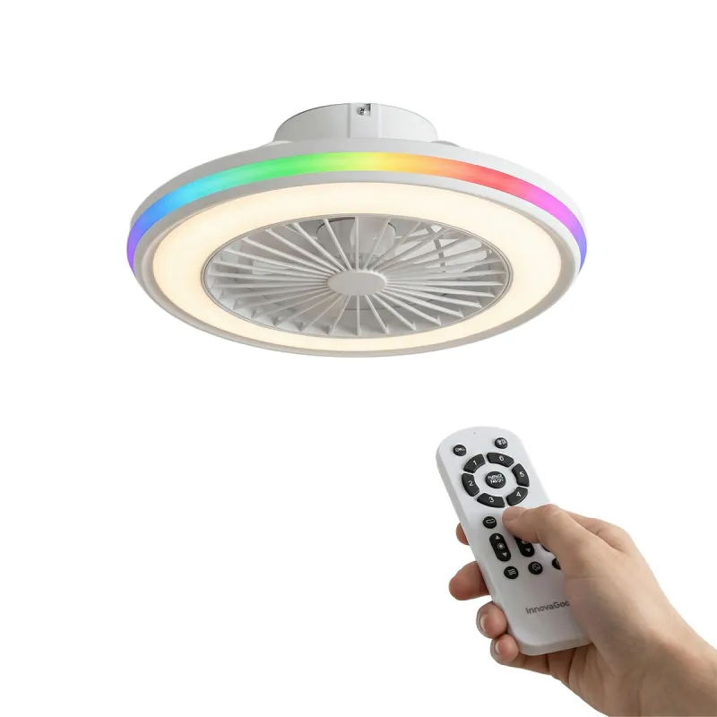 Ceiling Fan with RGB LED Light, Hidden Blades and Remote Control Nexory InnovaGoods