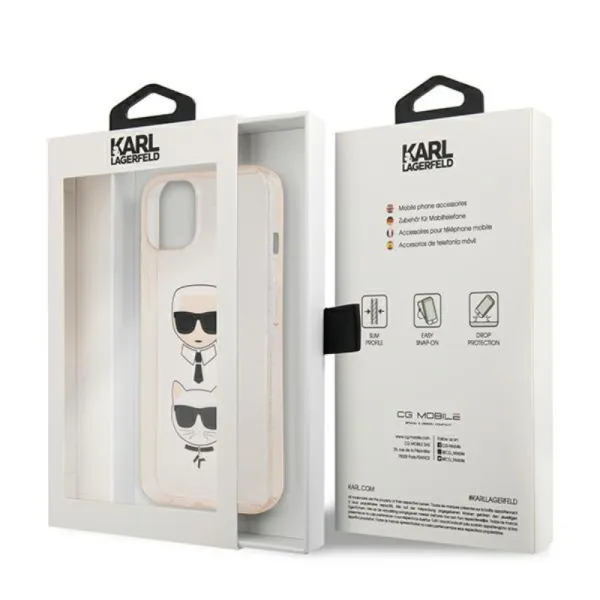 Karl Lagerfeld Glitter Karl & Choupette Head - Case for iPhone 13 mini (Gold)