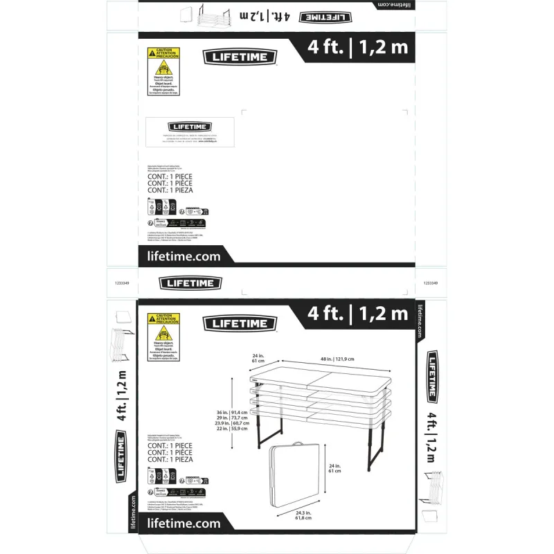 Folding Table Lifetime White 122 x 91,5 x 61 cm Steel HDPE