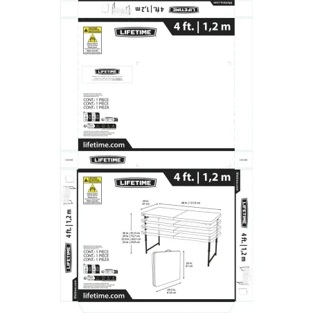 Saliekams galds Lifetime Balts 122 x 91,5 x 61 cm Tērauds HDPE