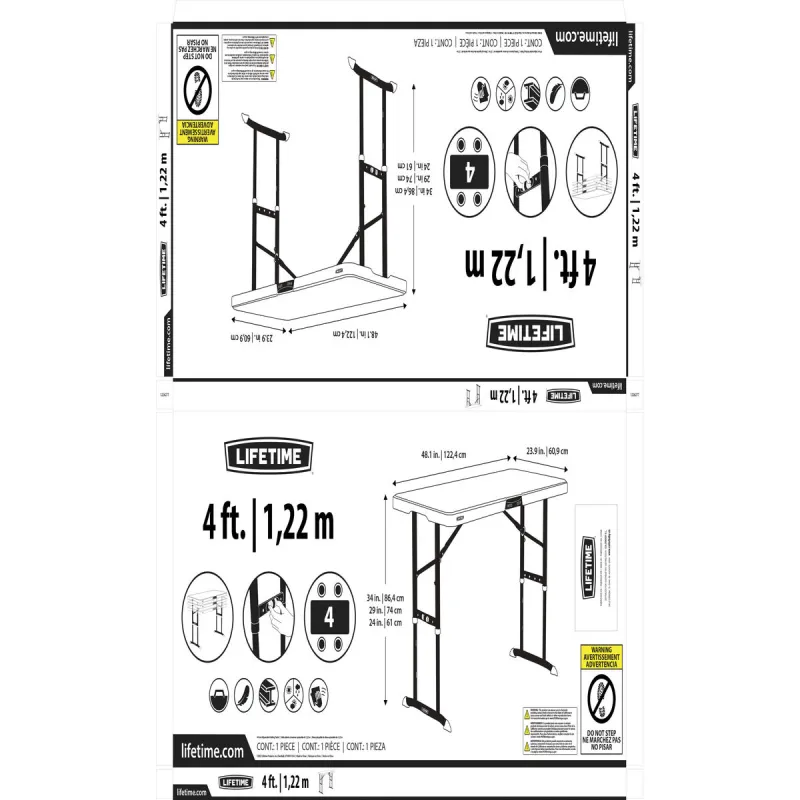 Складной стол Lifetime Кремовый 122 x 86 x 61 cm Сталь Пластик