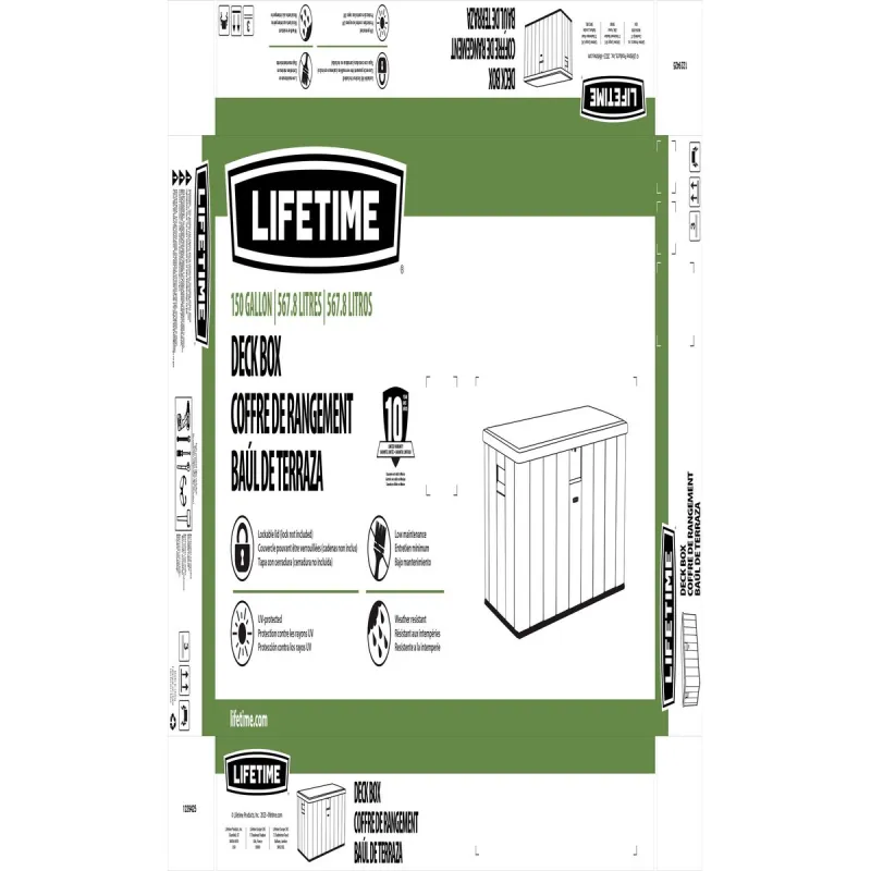 Āra lāde Lifetime Brūns 570 L 150 x 69 x 72 cm Tērauds Plastmasa